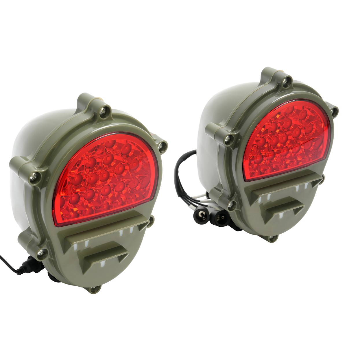 2PCS LED Rear Stop Tail Lights For Humvee M998 & M35 - Black Housing, Red Lens, Direct Replacement