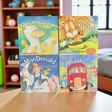 Wendy Straw Nursery Rhymes Lot of 4-Old McD, Incy Spider, 5 Ducks, Wheels on Bus