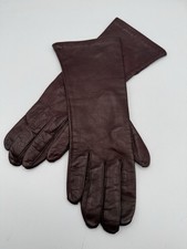 VTG Wine/Burgundy Leather Women Silk Lined Gloves Size7 Soft Supple 11 long /roh