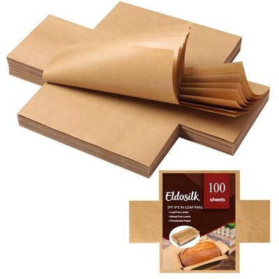 100 PCS Unbleached Parchment Paper Loaf Pan Liner Precut 9''x5'' NonStick