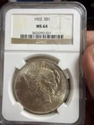 1922 Peace Dollar NGC MS 64 Uncirculated