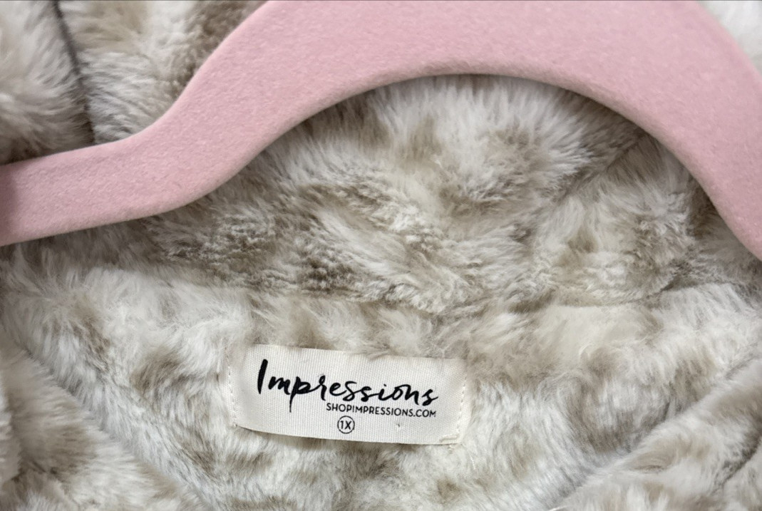 Impressions Plush Leopard Print Jacket Women's Co… - image 2