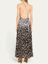 Women Ulla Johnson V-neck Floral Backless Slip Midi Dress Size US 4