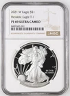 2021-W Proof $1 Type 1 American Silver Eagle NGC PF69UC Brown Label
