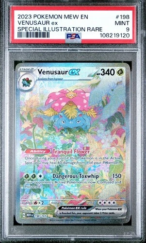 2023 POKEMON MEW EN-151 VENUSAUR EX SPECIAL ILLUSTRATION RARE #198 PSA 9