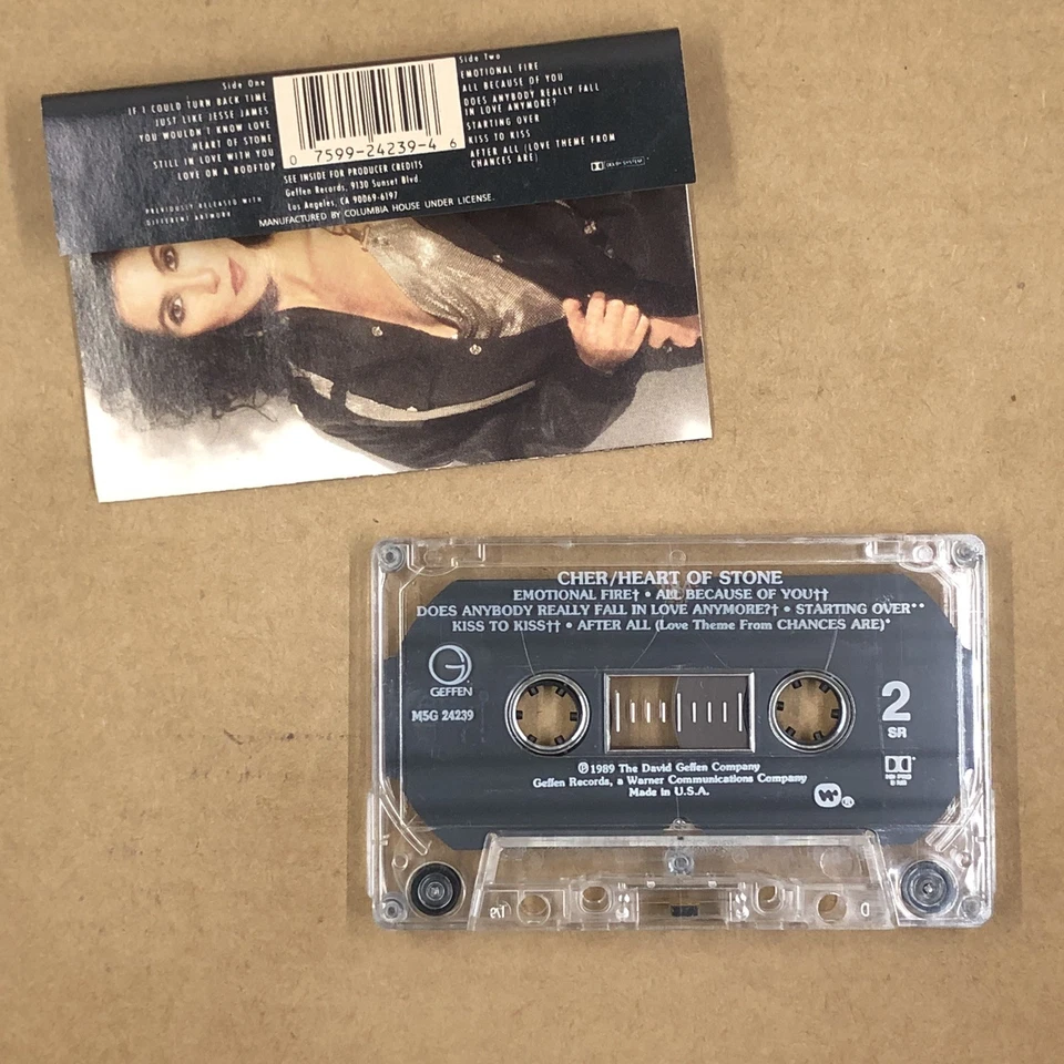 CHER Cassette Tape 80s Rock Pop HEART OF STONE IF I COULD TURN BACK TIME - Image 3 of 4