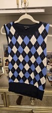 Brooks Brothers Men's Sleeveless Argyle Sweater Vest Blue Black White Size L