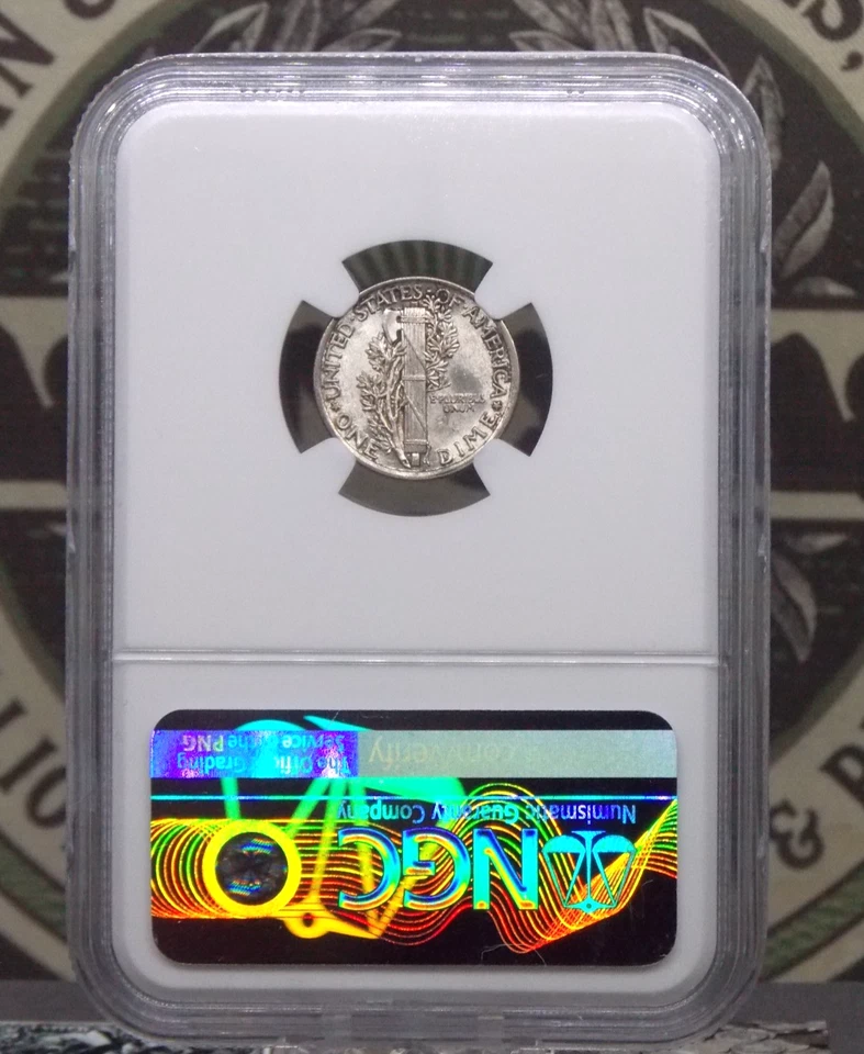 1917 "P" Mercury SILVER Dime 10c NGC MS62 FB #006 *FULL BANDS* Unc ECC&C, Inc. - Image 4 of 4