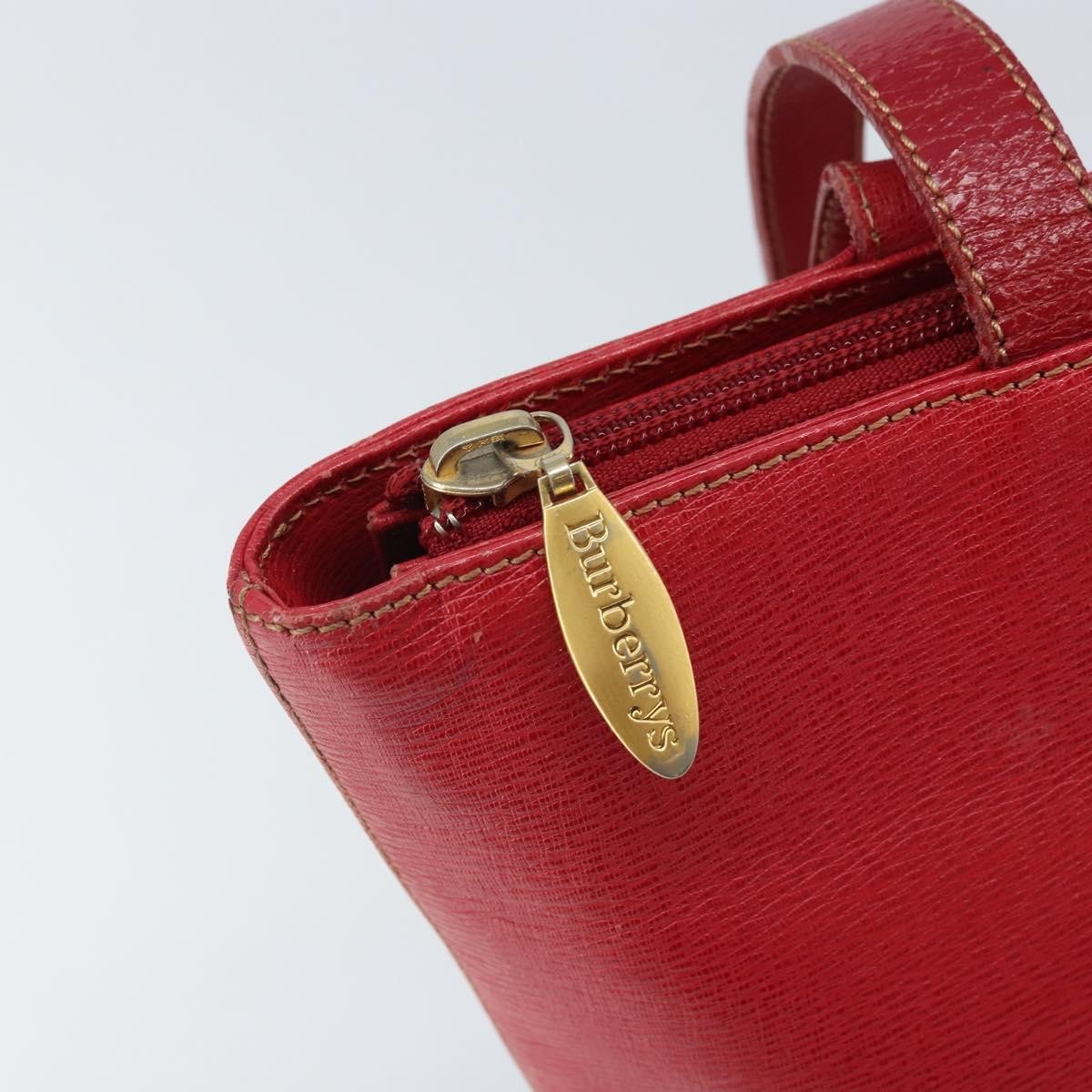 Burberrys Tote Bag Leather Red Gold Auth ka1838 thumbnail 15
