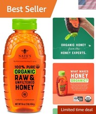 Nate  s Organic Raw  Unfiltered Honey   16oz Squeeze Bottle of Pure Goodness