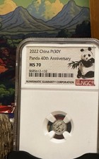 2022 China 30 Yuan 1g Platinum Panda Coin NGC MS70 40th Anniversary Rare 100K