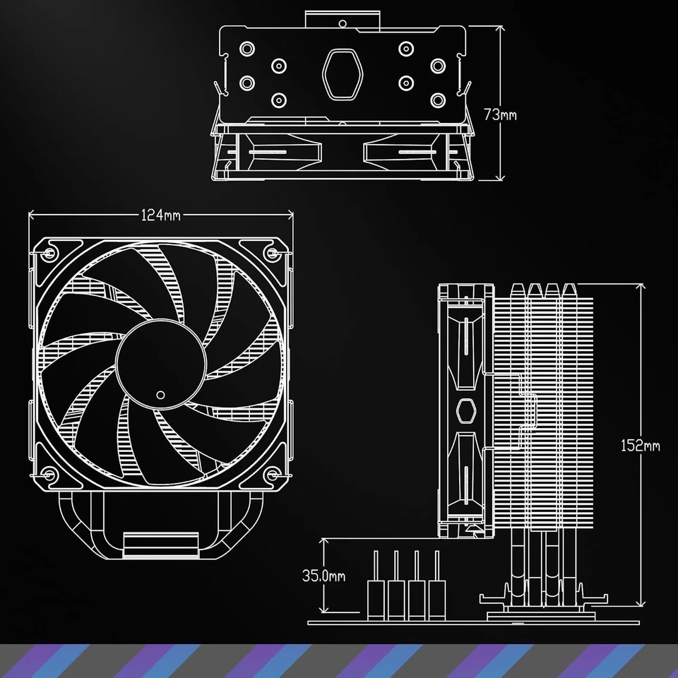 Cooler Master Hyper 212 Spectrum V3 ARGB CPU Air Cooler, 124 x 73 x 152 mm - Image 2 of 4