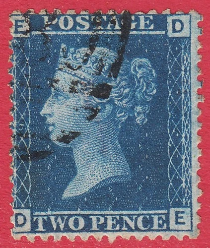 GB SG45 QV 1858 2d BLUE PLATE 9 DE GU