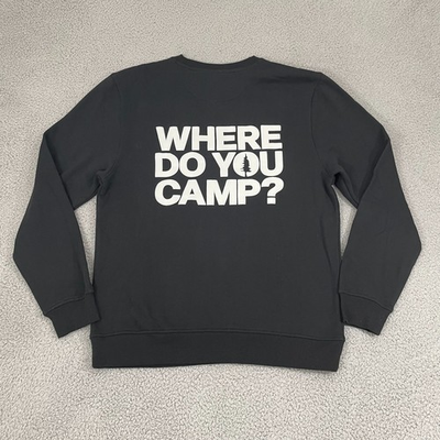 #ad Camp David Sweatshirt Adult L Black Where Do You Camp Crewneck Pullover NWT $14.99