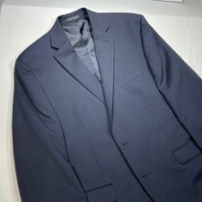 Chaps Men's Navy Blue Wool Blend Blazer Jacket Gold Buttons Size 46R