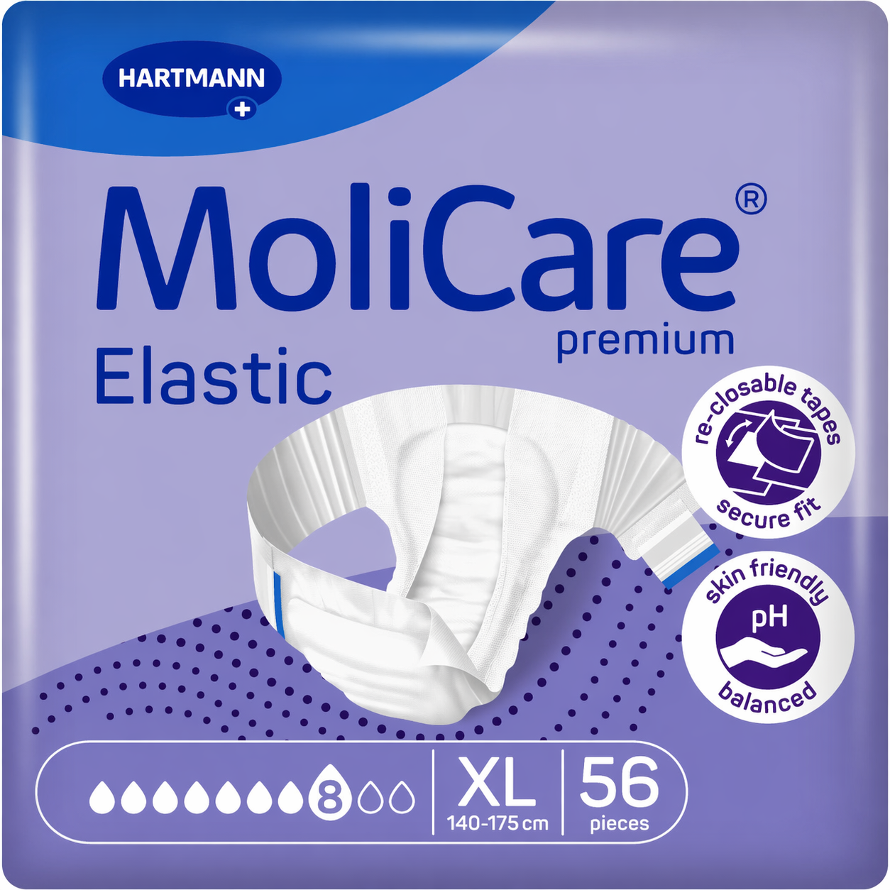 56 x MoliCare Premium Elastic 8 Drops | Extra Large | Inco Slips | 4 Packs of 14