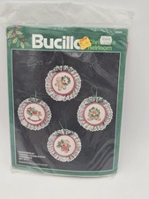 Vtg Bucilla "Gingerbread" Counted Cross Stitch Ornament Kit Set Of 4 Christmas
