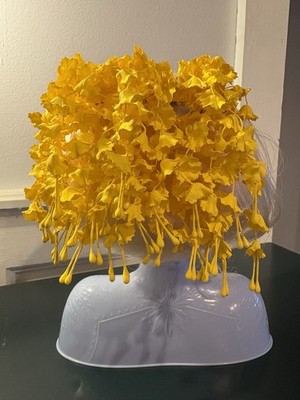 Vintage Yellow Flower Cascade Barrette- Dramatic Statement Retro Hair Clip