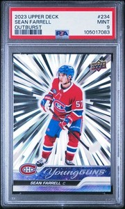 2023 Upper Deck Sean Farrell Young Guns Outburst SP RC #234 Canadiens PSA 9