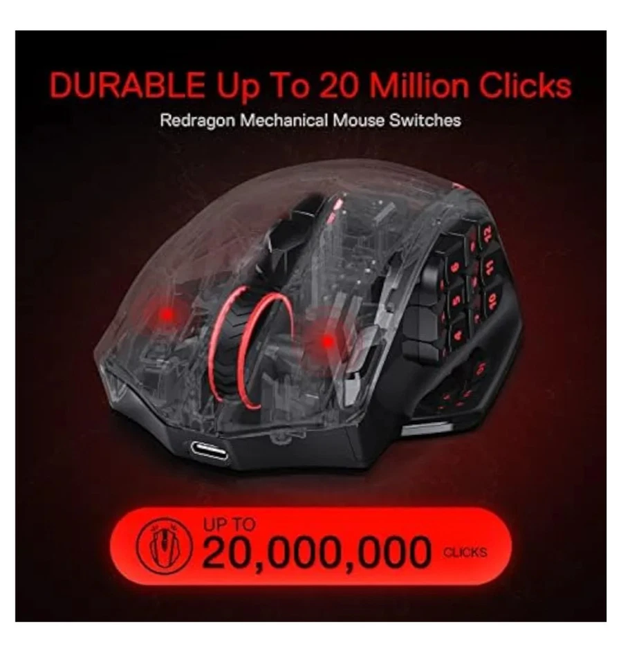 Redragon M913 Impact Elite Wireless Gaming Mouse, 16000 DPI Wired/Wireless - Image 2 of 4