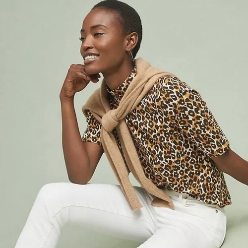 Mock Neck Cheetah Leopard Top 