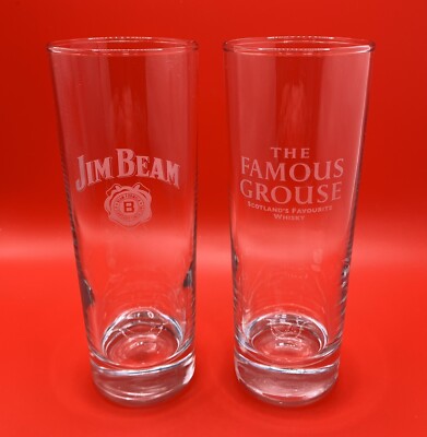 Paar High Ball Whisky Gläser Famous Grouse & Jim Beam in Top Zustand