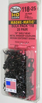 Kadee HO Scale #118-25  Bulk Pack SF Shelf Head Medium Whisker Couplers x 25