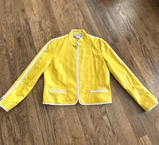 Vintage Carlisle 100% Leather Jacket Rich Gold Yellow White Size 16