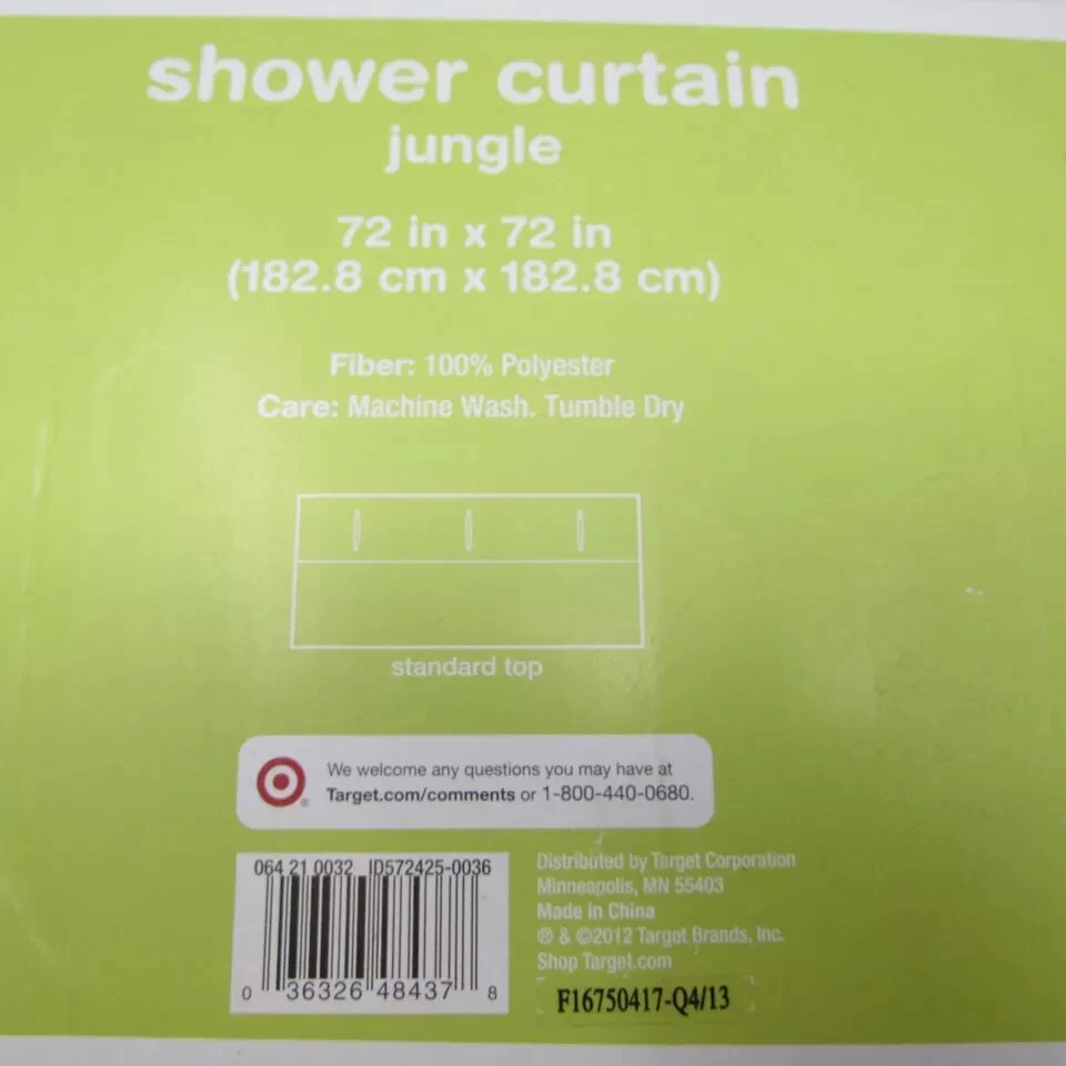 Cortina de Ducha Circo Marrón Verde Selva 72x72 Jirafa Mono Safari Niño Baño NUEVO Foto 4 de 4