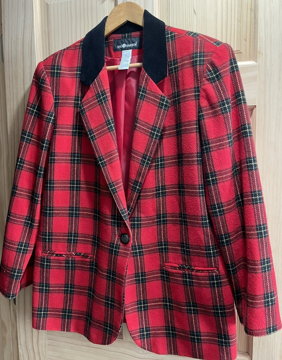Womens christmas plaid clearance blazer