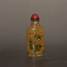 Glass Inner Painting grasshopper snuff bottle ornament