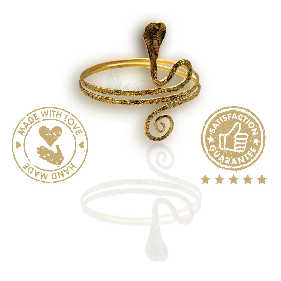 Upper Arm Metal Bracelet Snake Armband Armlet Anklet Bangle Gold Tone Beautiful - Image 2 of 4