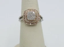  Zales .50CT Halo Diamond 14K Two Tone Bridal Solitarie Wedding  Engagement Band