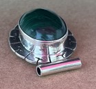Vintage Mexico TC-140 Sterling Silver 925 Green Malachite Oval Pendant — photo 4