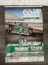 Vintage August 21, 1988 Quaker State Pocono 500 Promotional Poster Porsche MINT