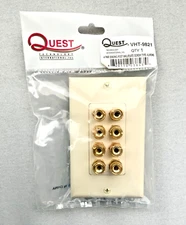 AUDIO WIRING WALL PLATE BANANA JACK SPEAKER WIRE BINDING POSTS 4 PAIR SCREW TYPE