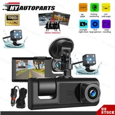 Dash Cam Car Dual Lens HD 1080P Front/Rear/Inside Video Recorder Camera G-Sensor