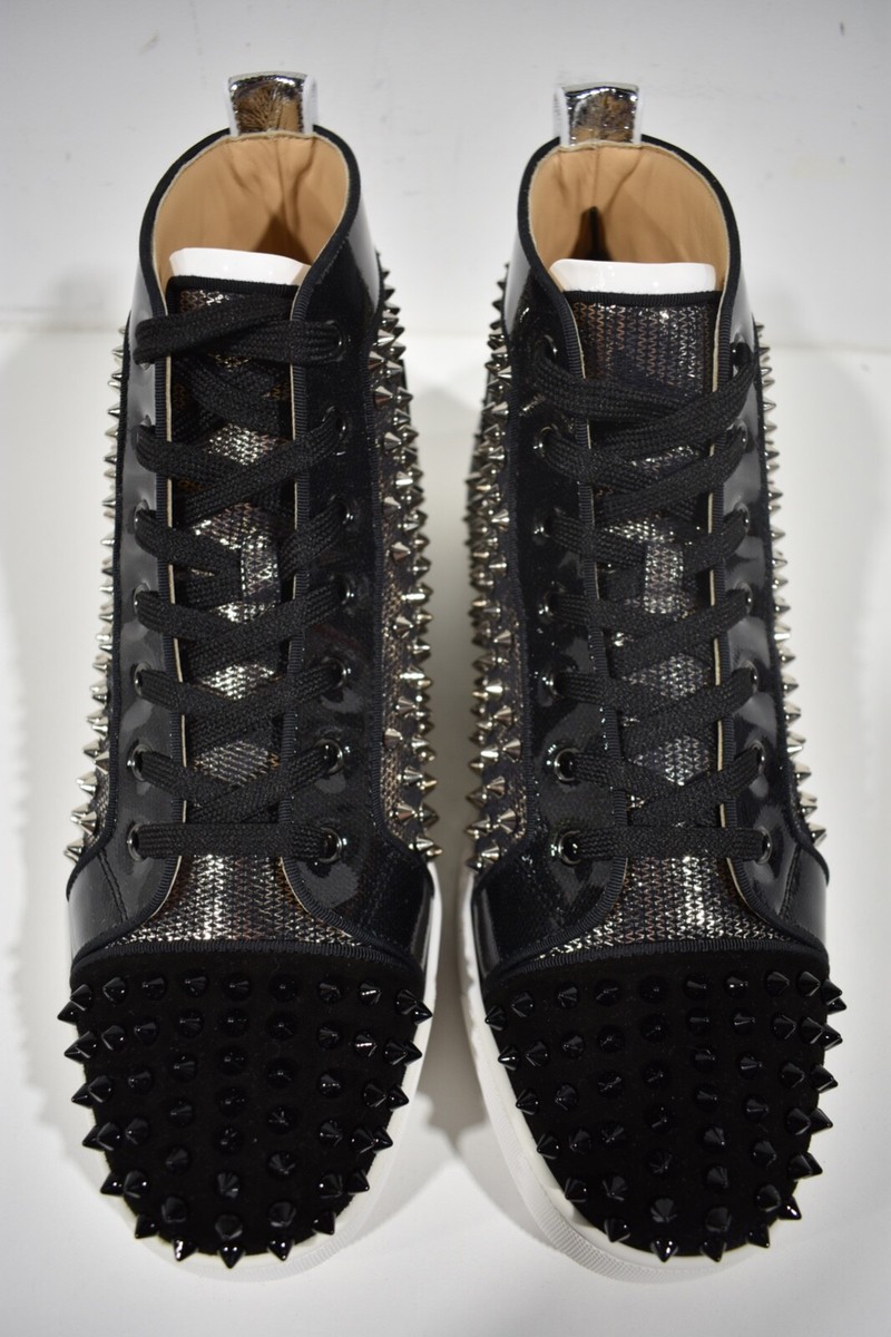 Christian Louboutin オープントゥ ブラック Christian Louboutin Mens Louis Orlato Flat Spike Black High Top