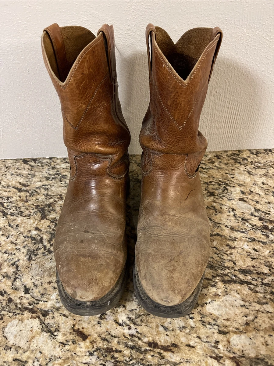 Mens Size 9 JUSTIN BROWN FARM RANCH COWBOY WESTERN BOOTS STYLE 4762 Worn