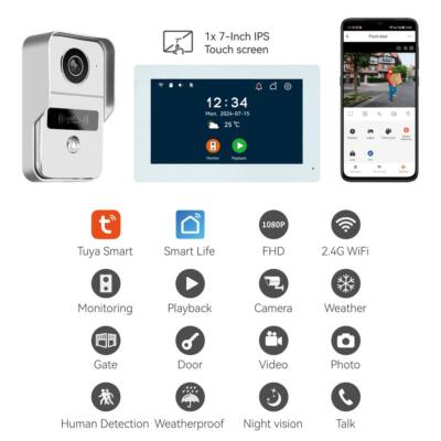 7'' or 10'' indoor WiFi monitor 2pin-Wired unlock intercom System Smart Doorbell