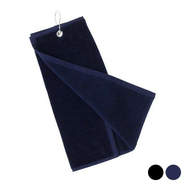 Serviette de golf de parcours bleu marine avec attache mousqueton pour sac de joueur