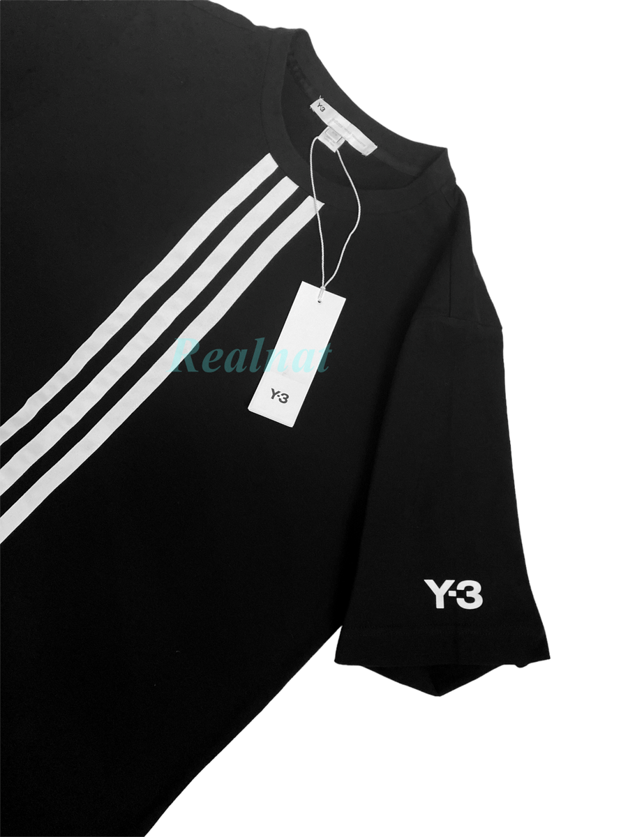 ADIDAS Y-3 YOHJI YAMAMOTO BLACK CH1 FRONT STRIPES T-SHIRT SZ ADIDAS Y-3 YOHJI YAMAMOTO BLACK CH1 FRONT STRIPES T-SHIRT SZ