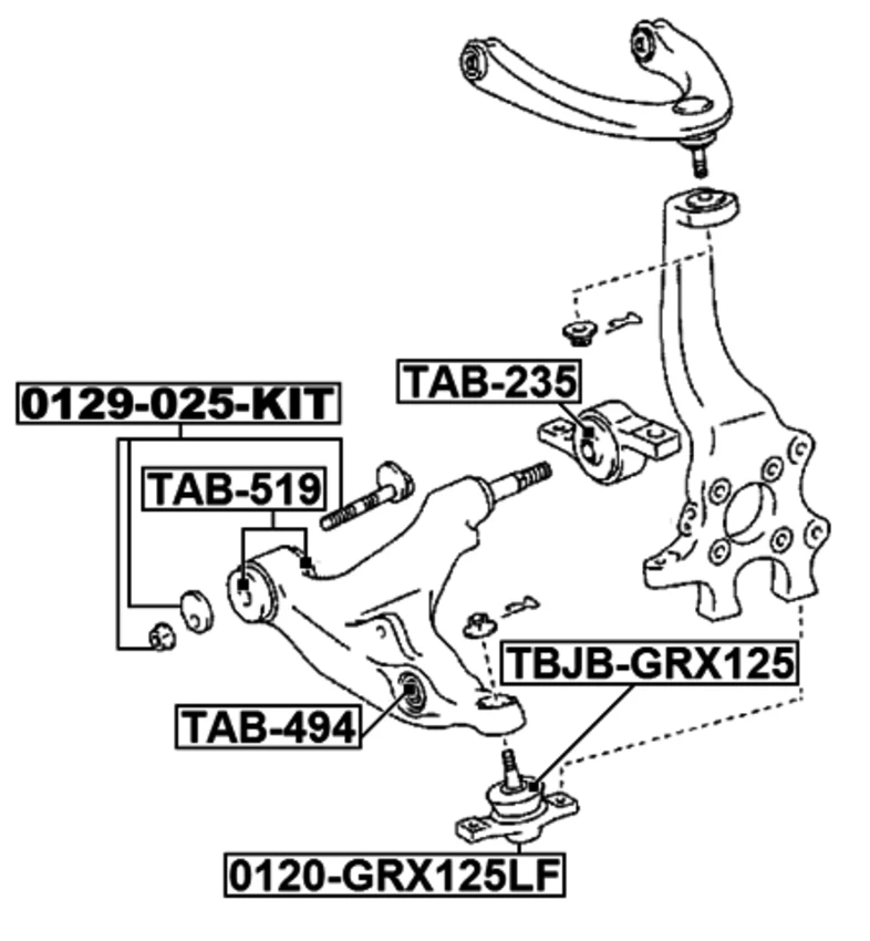 Оригинальный передний нижний рычаг шарового шарнира FEBEST 0120-GRX125LF 43330-39635 - Изображение 2 из 3