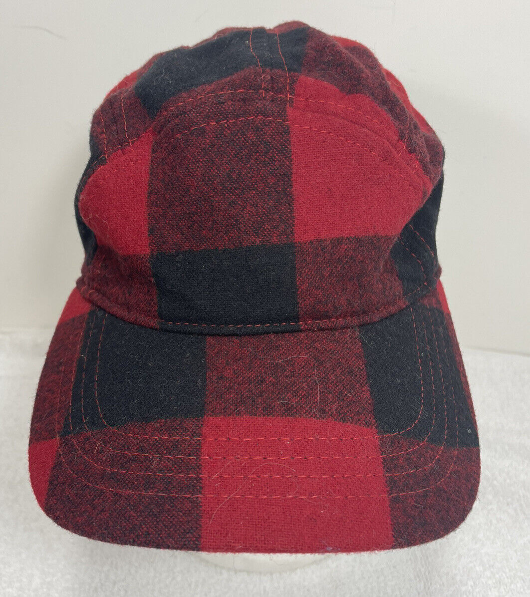 VTG PENDLETON WOOL HAT , DRIVING CAP,  RED & BLAC… - image 4