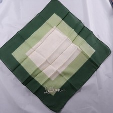 Lillian Vintage Hankie Handkerchief Green Square Pattern