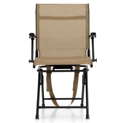 Foldable Swivel Patio Chair Outdoor Hunting Steel Frame Lightweight Armrest Seat