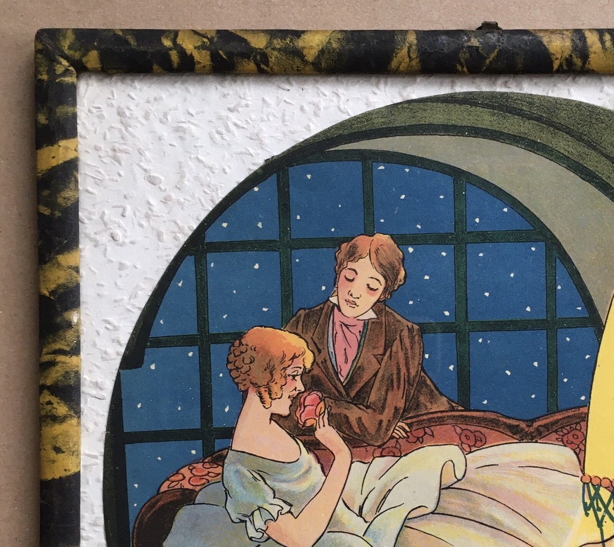 Lithographie Art Déco Xavier Sager Scène de genre Galante