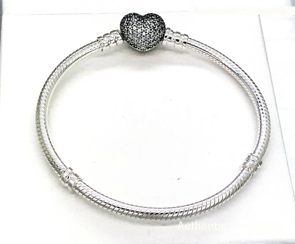 NUEVO Auténtico Brazalete Pandora Momento Plata 925 Brillante Corazón Dije 590727CZ Foto 2 de 4