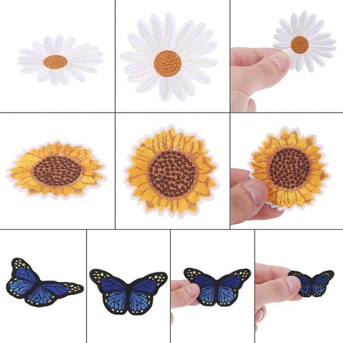 Lot de 48 écussons broderie tournesol marguerite papillon fer et couture sur application - Photo 5/9