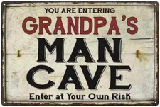 GRANDPA'S Man Cave Sign Rustic Garage Decor Gift Den Cabin Wall Art 108120035003